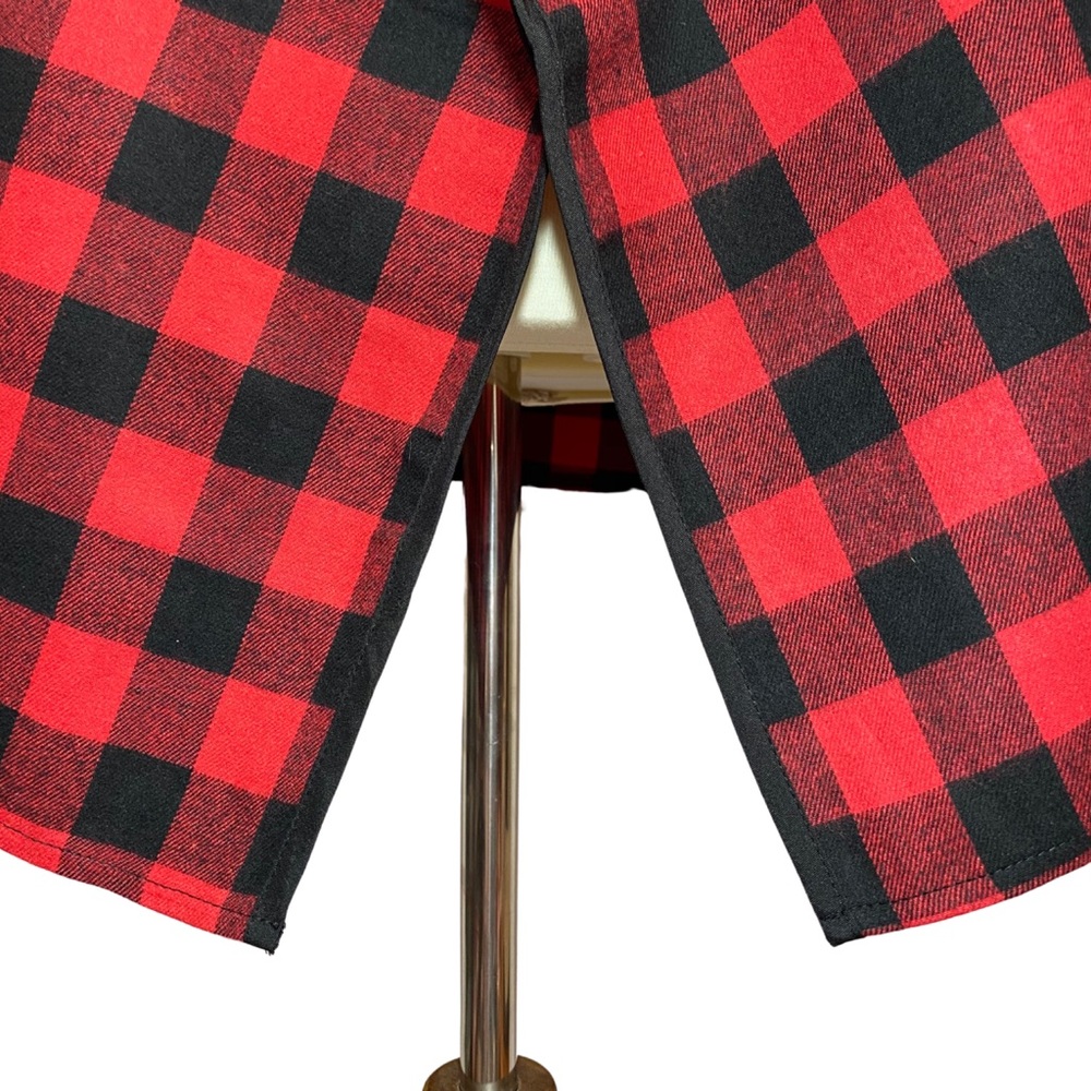 Red & Black Buffalo Plaid Asymmetric Open Vest - Picture 11 of 16
